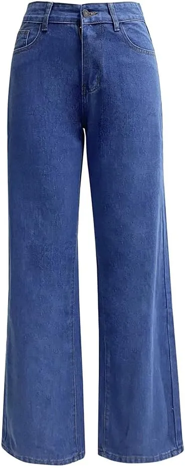 Womens High Waist Jeans Wide Leg Straight Boyfriend Denim Pants Loose Fit Casual Trendy Jeans Trousers