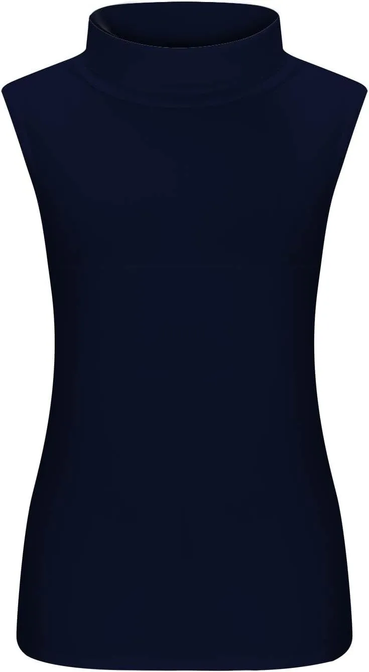 Womens Sleeveless Turtleneck Tops Plus Size Mock High Neck Tank Tops Slim Fitted Undershirt Basic Layer Tees