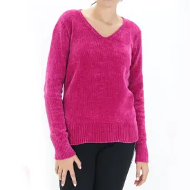 Women's Textured Sweaters,fuchsia